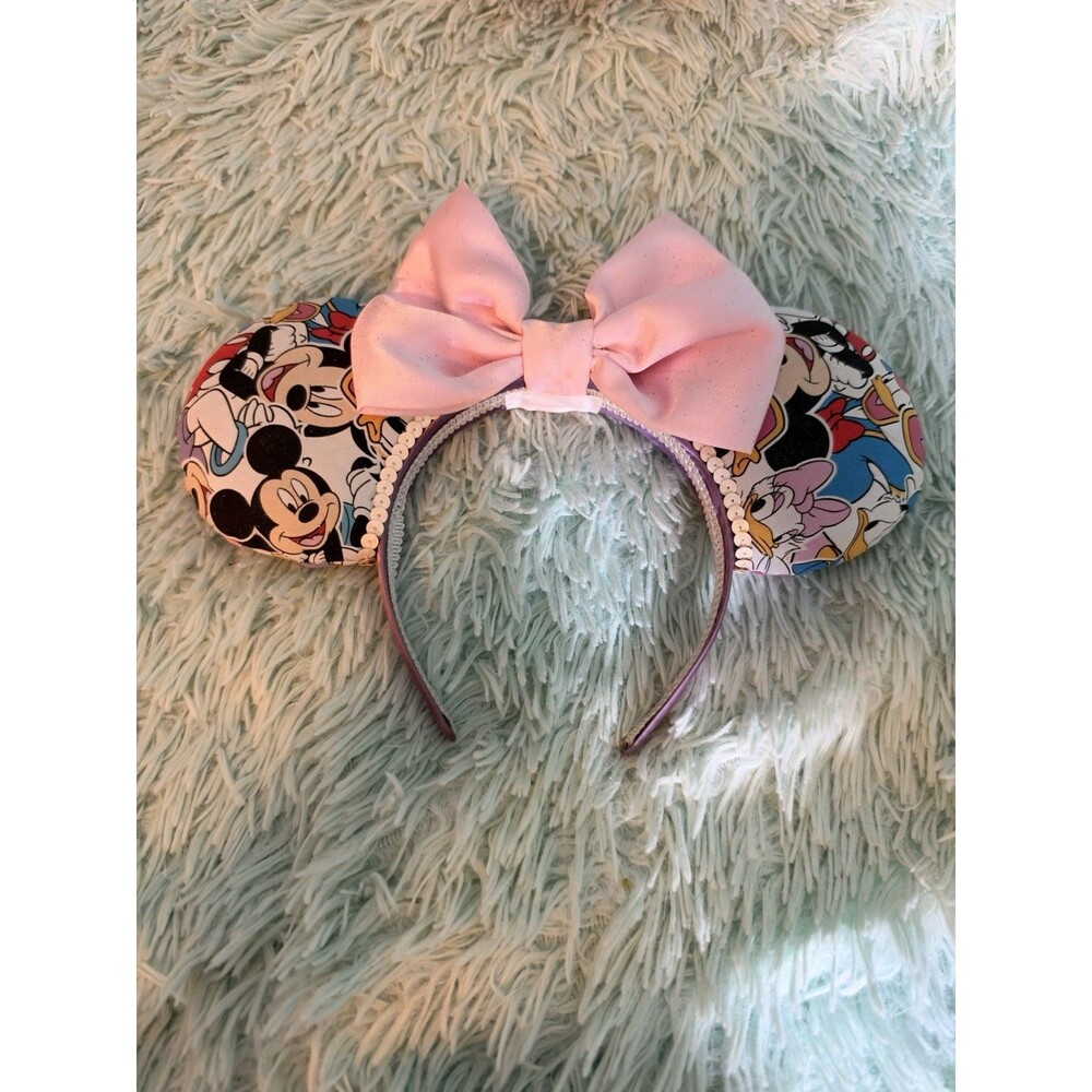 HANDMADE Custom Disney Pink Bow Minnie Mouse Daisy Donald Duck Ears Headband